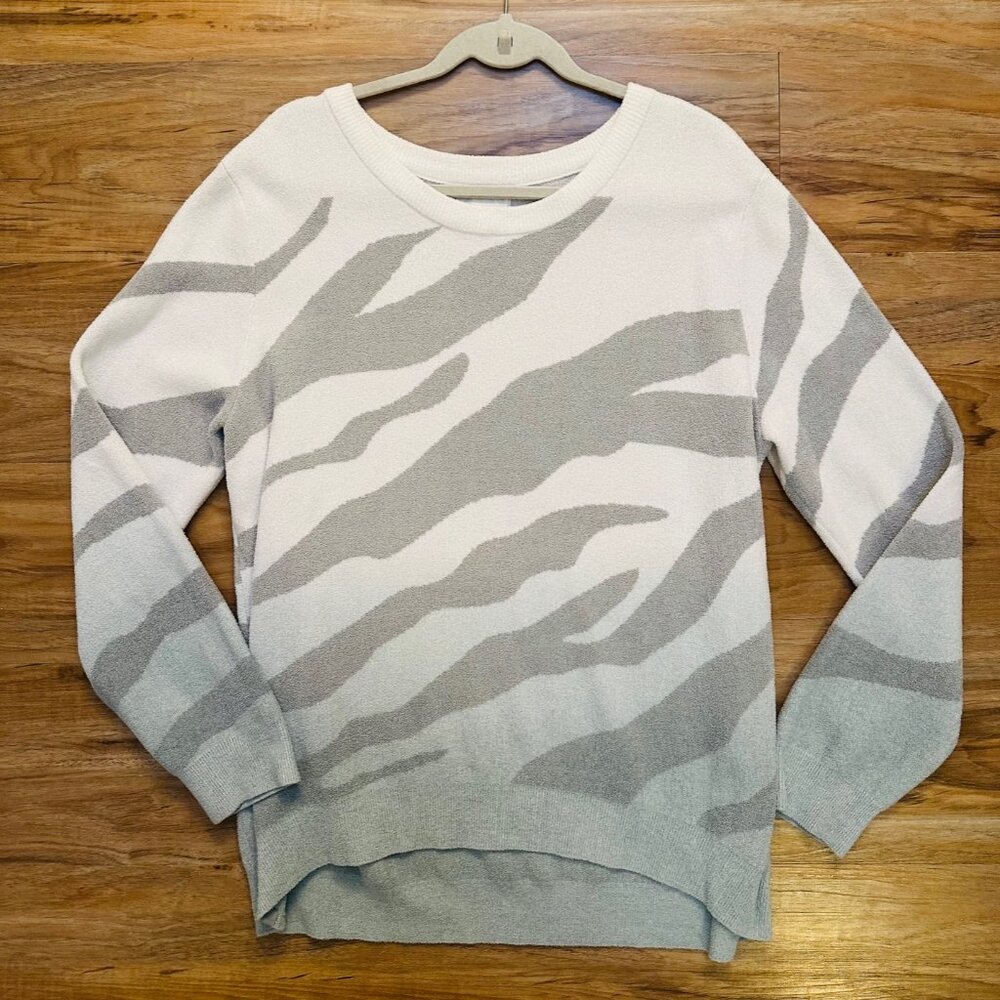 Barefoot Dreams CozyChic Ultra Lite Zebra Crewneck Sweater – Gray/White – Women’
